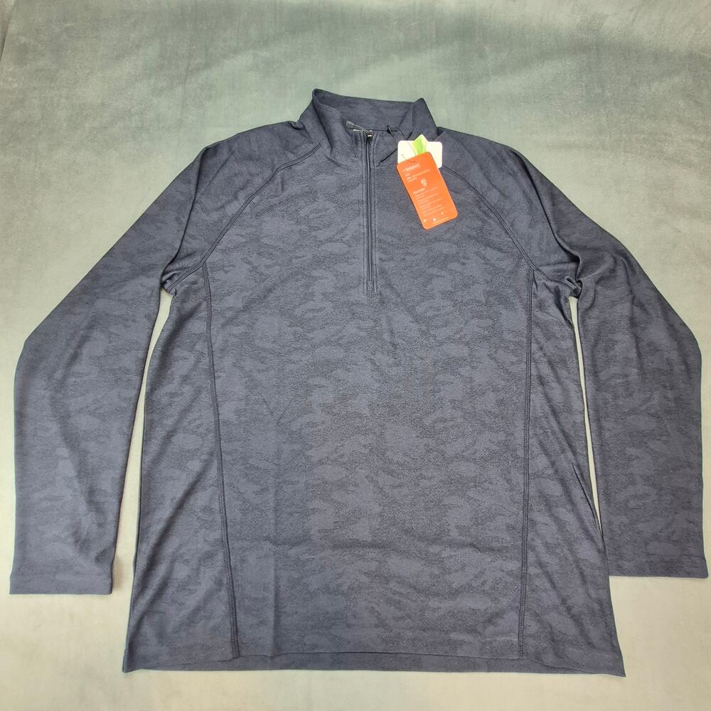Storm Creek The Bodyguard Eco-Camo Print Pullover Mens Blue 1/4 Zip XL
